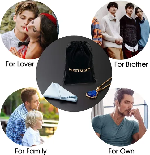 Vista 6 de WESTMIAJW Lucky Laughing Buda colgante cadena collares amuleto joyería para hombres, mujeres y niños, 23.6in, Piedra