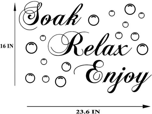 Vista 2 de Lchen Soak Relax Enjoy - Adhesivo de pared de PVC extraíble para baño, decoración del hogar (negro)
