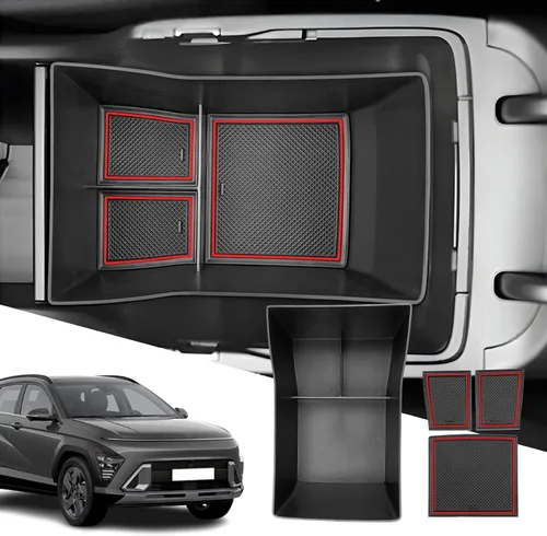 Vista 12 de SXCY 2 piezas superiores para Hyundai Kona/Kona EV 2024 2025 2026 Organizador de consola central para Hyundai Kona EV 2024-2026, accesorios