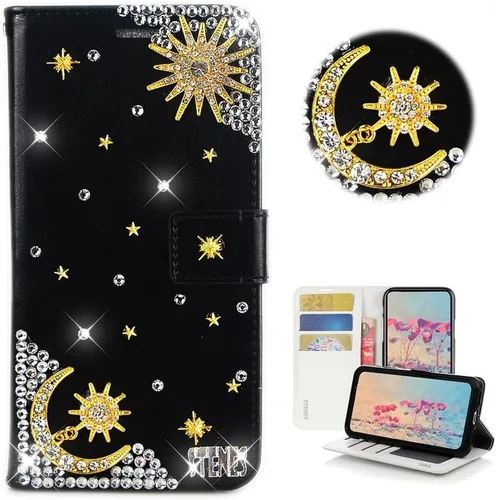 Vista 42 de Bling - Funda tipo cartera para teléfono compatible con Samsung Galaxy Z Fold 3 5G, elegante, hecha a mano en 3D con cristales y mariposas