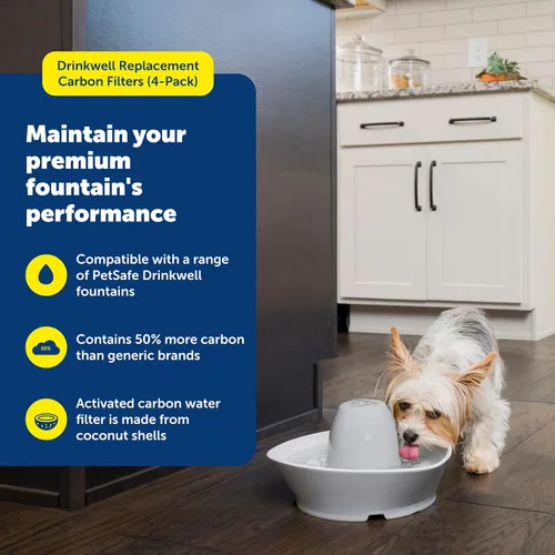Vista 2 de PetSafe Drinkwell Avalon & Pagoda Fountain Filtros de Carbón Activado - Mejor Opción de Hidratación - Pureza Duradera - Bebida Sin Olores