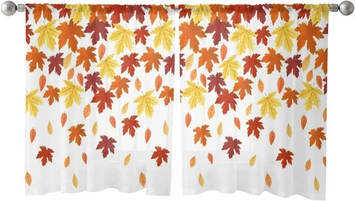Vista 34 de Cortinas traslúcidas para camión rojo de Navidad de 45 pulgadas de largo, juego de 2 paneles de tablero de madera retro rústico con cuadros