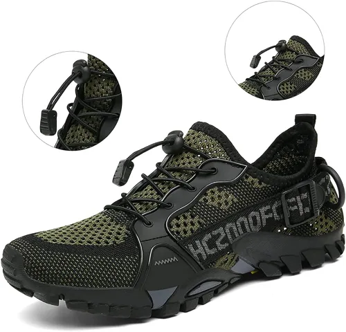Vista 5 de TANGYUGEN Zapatos de agua para hombre y mujer, zapatos de senderismo al aire libre, secado rápido, zapatos acuáticos para playa, senderismo