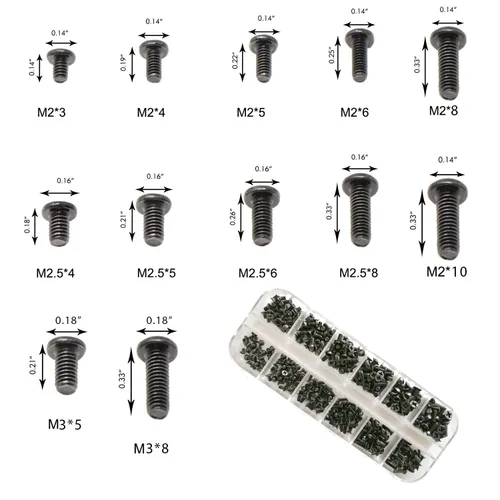 Vista 5 de 360pcs 12sizes Laptop Notebook Tiny Computer Replacement Electronic Tornillos Surtido Kit Negro, M2 M2.5 M3, para Lenovo Toshiba Gateway Samsung HP