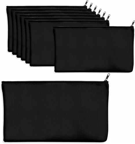 Vista 12 de Bolsa de lona en blanco con cremallera, bolsas de maquillaje a granel, bolsa multiusos de lona para lápices con cremallera resistente, bolsa