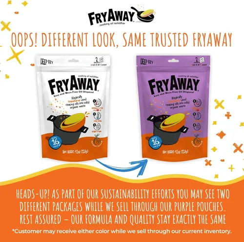Vista 2 de FryAway Polvo solidificador de aceite de cocina de desecho profundo, 100% a base de plantas, solidifica hasta 8 tazas de aceite por uso