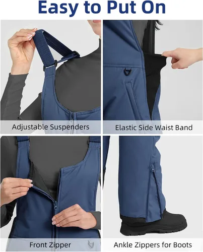 Vista 5 de Sportneer Pantalones de nieve para mujer, pantalones de esquí con aislamiento esencial para mujer, overol para esquí y snowboard