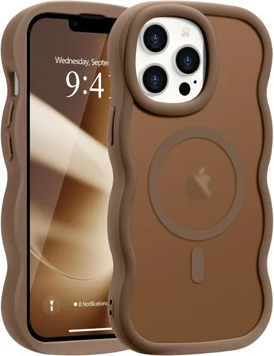 Vista 123 de Pepmune - Funda para iPhone 12 Pro Max con marco ondulado y estructura rígida, color mate claro, cubierta trasera unisex, compatible con Magsafe
