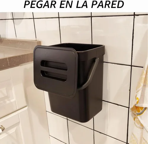 Vista 5 de stonespace Cubo de compost de cocina para encimera, pequeño bote de basura colgante con tapa debajo del fregadero para cocina y baño, cubo de Negro