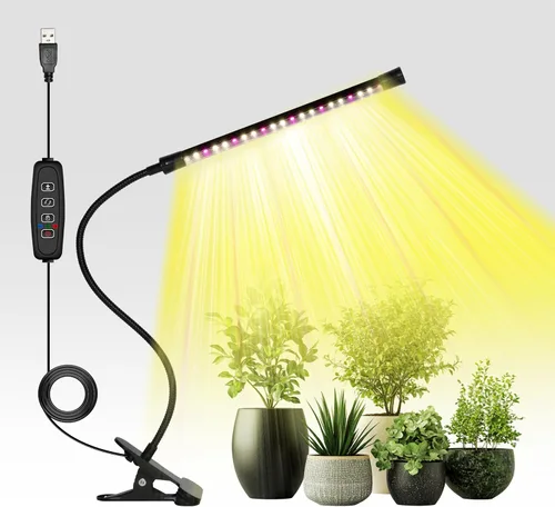 Vista 25 de iPower - Lámpara LED de crecimiento con espectro completo para plantas de interior, cuello de cisne ajustable, 2/3 modos de luz y 5/10 niveles