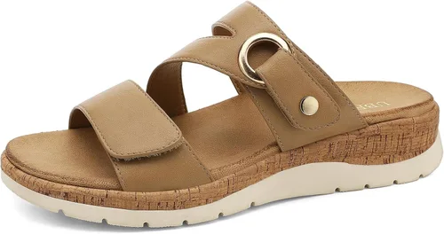 Vista 9 de UBFEN Sandalias de cuña baja para mujer, cómodas sandalias para caminar con soporte de arco y correa ajustable para salidas casuales y uso durante