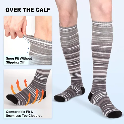 Vista 4 de Calcetines de esquí para hombres y mujeres, 2 pares de calcetines cálidos de snowboard para invierno, calcetines de esquí hasta la rodilla sobre