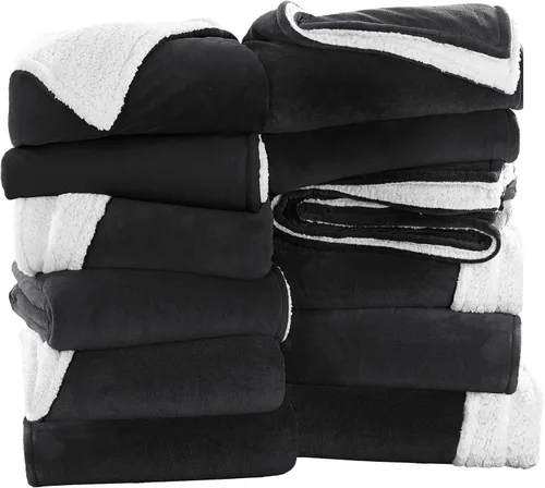 Vista 47 de IR Imperial Rooms Mantas Sherpa de color rosa bebé tamaño King para cama – Paquete al por mayor de 9 mantas Sherpa – Manta suave y esponjosa
