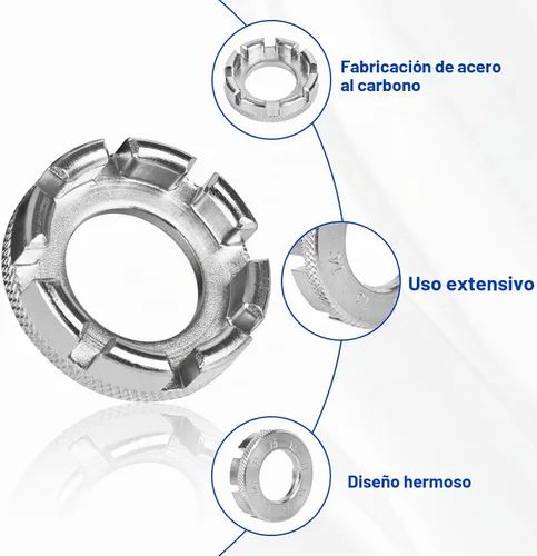 Vista 3 de Herramienta de llave de radios de bicicleta, herramienta de borde de radios 6 en 1 de acero endurecido para ajustar y reparar la tensión de la rueda