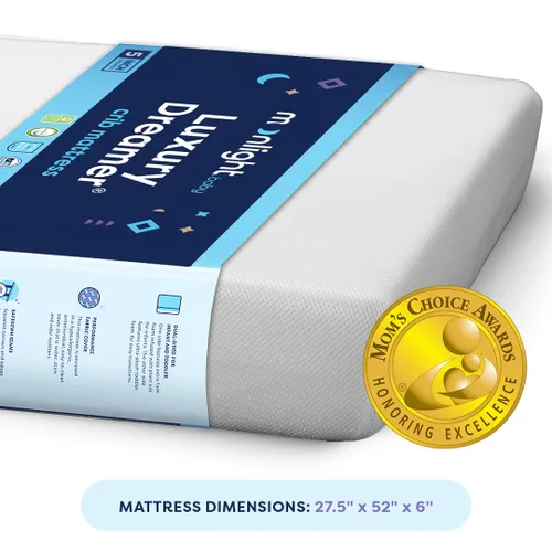 Vista 2 de Colchón de cuna Moonlight Slumber Luxury Dreamer – Colchón de doble cara para bebé y niño pequeño con espuma viscoelástica CoolGel, cubierta