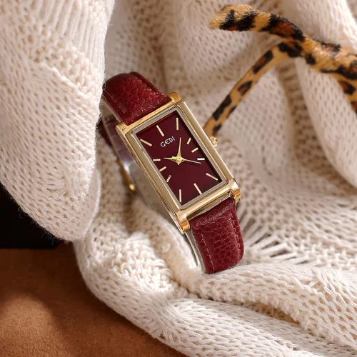 Vista 2 de FANMIS Reloj de pulsera rectangular vintage para mujer, reloj de cuarzo analógico para mujer, ultrafino, reloj de pulsera para mujer, reloj