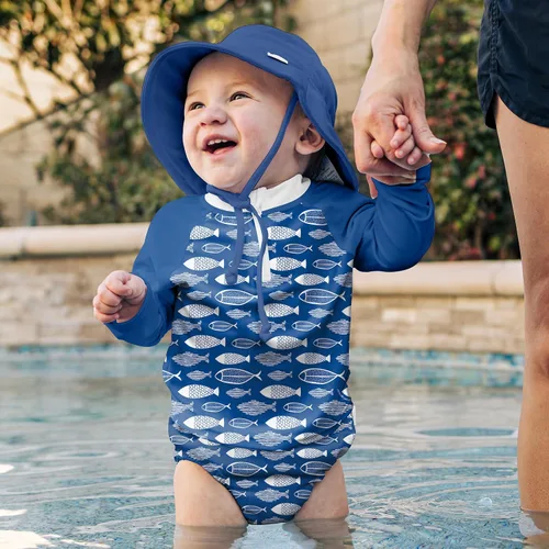 Vista 3 de Eco Pull-Up - Pañal de natación reutilizable para bebés y niños pequeños, Pez azul