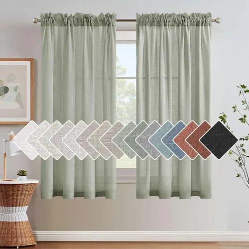 Vista 62 de H.VERSAILTEX Cortinas texturizadas de lino con filtro de luz para sala de estar, tratamiento de ventanas, cortinas naturales y duraderas