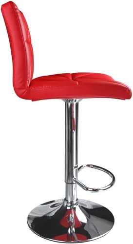 Vista 4 de Taburete para barra ajustable hidráulica Leader Accessories con respaldo cuadrado con líneas diagonales (2 unidades), Rojo