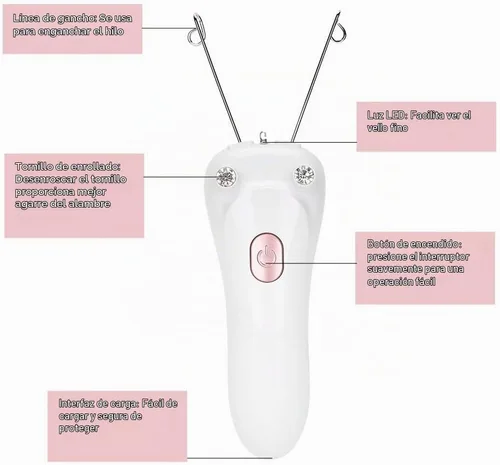 Vista 3 de Ejoyous Depiladora eléctrica de hilo de cejas de cara, carga USB, máquina de depilación de hilo de algodón, mujeres niñas damas