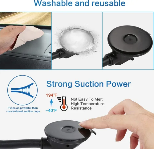 Vista 4 de Soporte para tablet de salpicadero de automóvil, cuello de cisne con brazo largo flexible para dispositivos de 4 a 13 pulgadas, iPad Pro Air Mini