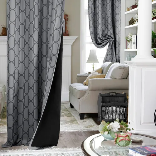 Vista 8 de Deconovo Cortinas 100% opacas de 84 pulgadas de largo para dormitorio con Gris ceniza