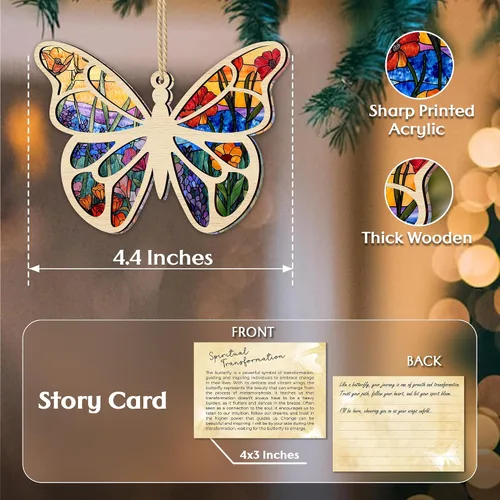 Vista 6 de Wrappiness Adorno de atrapasoles de mariposa con tarjeta de historia, regalos de cumpleaños para mejores amigas, regalos inspiradores para hermana