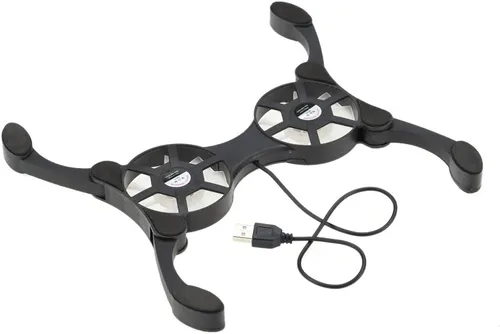 Vista 4 de QUZHI Mini portátil plegable plegable USB ventilador dual enfriador almohadilla de enfriamiento para PC portátil portátil 7