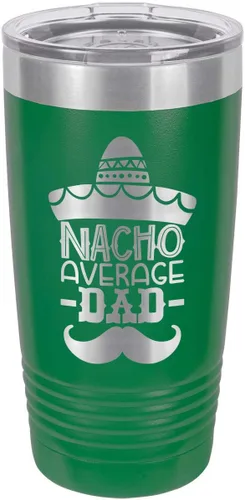 Vista 11 de NACHO AVERAGE DAD BLACK Vaso de bebida de 20 onzas con pajita Taza de viaje grabada con láser Comparar con Yeti Rambler Idea de regalo papá