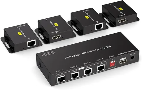 Vista 9 de Extensor HDMI sobre Cat5e/6/7 Ethernet 1080p hasta 196 pies HDMI Balun transmisor transmisor receptor compatible con función EDID y POC 3D HDCP Negro