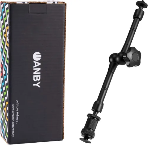 Vista 2 de Brazo mágico de fricción articulado de 11 pulgadas ajustable con soporte de zapata caliente Tornillo trípode de 1/4 pulgadas para plataforma