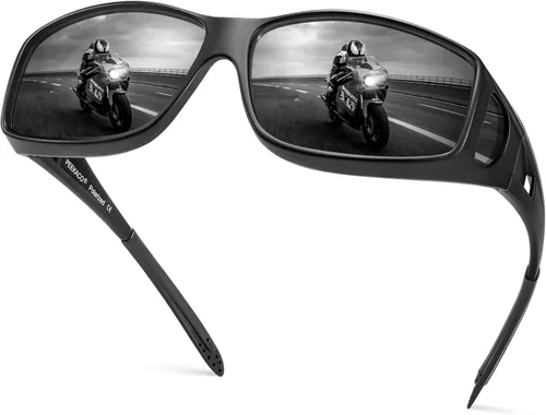 Vista 35 de Night Vision Driving Glasses for Men & Women - Polarized Anti Glare Fit Overs with Wrap-Around HD Yellow Lens