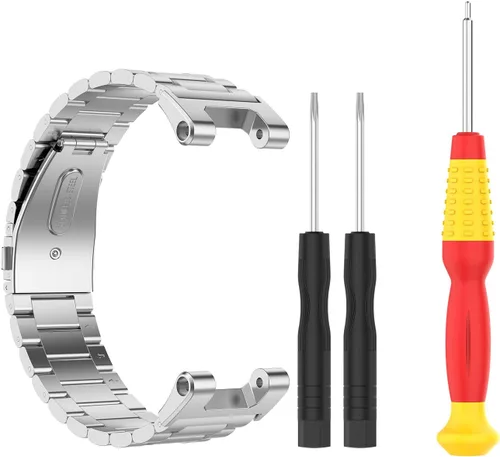 Vista 5 de E ECSEM Correa compatible con Amazfit T-Rex/T-Rex Pro, correa de repuesto de metal de acero inoxidable sólido para reloj inteligente Amazfit T-Rex