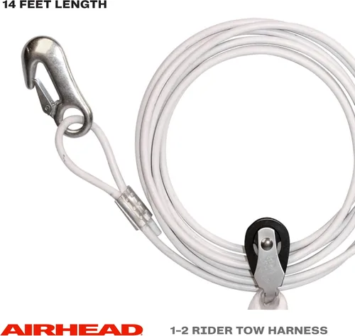 Vista 2 de Airhead Arnés de remolque de cable autocentrante para tubos remolcables de 1-2 jinetes, esquís acuáticos y wakeboards, 14 pies