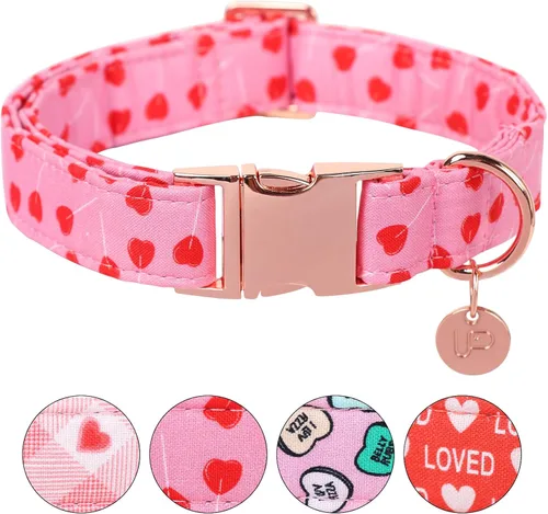 Vista 27 de Collar de perro floral azul, collar floral de algodón ajustable para primavera y verano con colgante de margarita, hebilla de liberación rápida