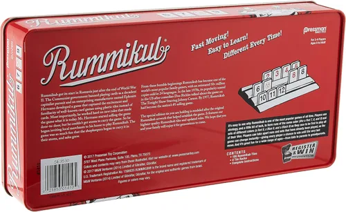 Vista 2 de Rummikub en lata retro - El juego original de fichas de Pressman Rojo, 12.7 cm