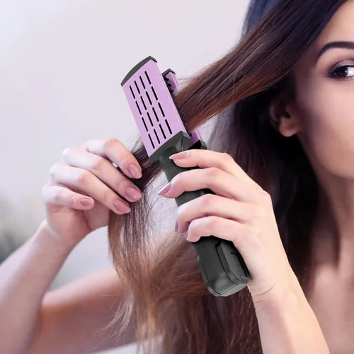 Vista 2 de ZJchao Peine de doble cepillo para alisar el cabello, cepillo de cerdas de doble extremo, peine alisador de abrazadera, resistente a altas
