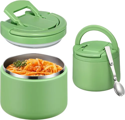 Vista 15 de Itslife Termo de sopa aislado al vacío de 13.5 onzas para alimentos calientes, recipiente de almuerzo para niños con tapa de hebilla a prueba