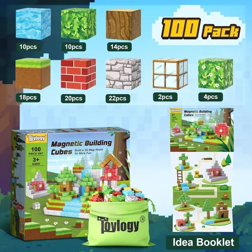 Vista 4 de 100 bloques magnéticos Forest World - Juguetes Montessori para niños y Bosque