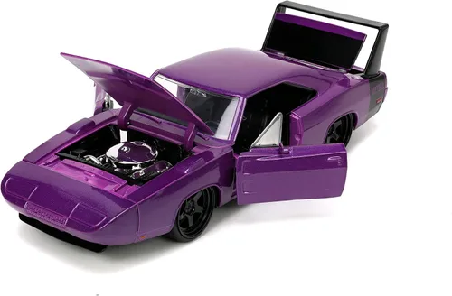Vista 6 de Jada Toys Big Time Muscle 1:24 1969 Dodge Charger Daytona - Coche fundido a presión, color morado, juguetes para niños y adultos