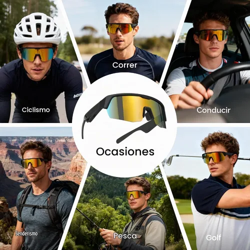 Vista 7 de Cyxus Gafas de sol deportivas inteligentes con Bluetooth UV400 para hombres Altavoces de música de oído abierto, micrófono incorporado, asistente