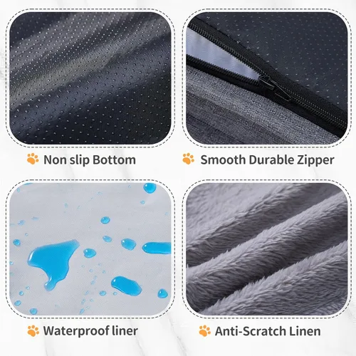 Vista 5 de [Usado] Makigued Cama ortopédica para perros medianos, sofá de espuma para mascotas con forro impermeable, funda extraíble lavable, parte inferior