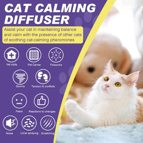 Vista 4 de Recambios de difusor calmante para gatos, paquete de 8 feromonas para gatos, recambio de feromonas de suministro de larga duración para 240 días