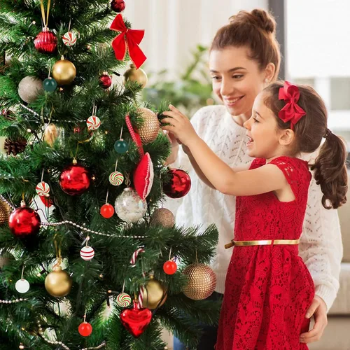 Vista 4 de 240 cuentas de madera de Navidad de bastón de caramelo, cuentas de madera de remolino de menta de Navidad, cuentas redondas de 0.630 in para Navidad