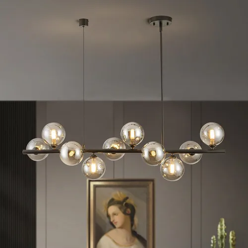 Vista 8 de Candelabros lineales para comedor de 10 luces, lámpara lineal moderna Sputnik, lámpara de techo Sputnik, luces de isla de 40 pulgadas para cocina