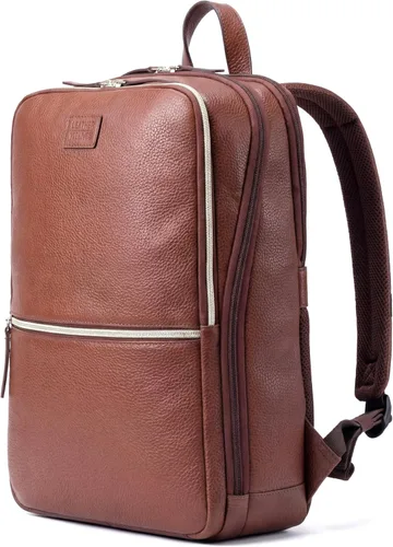 Vista 13 de LEATHER VILLAGE Mochila de cuero para hombre Bolsa de negocios profesional delgada que se adapta a mochila de trabajo y viaje de 15.6 pulgadas