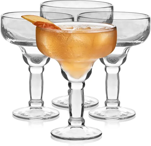 Vista 9 de Libbey Blue Ribbon - Juego de 6 vasos de Margarita sin tallo, de inspiración artesanal, elegantes vasos de margarita, cristalería mexicana ligera
