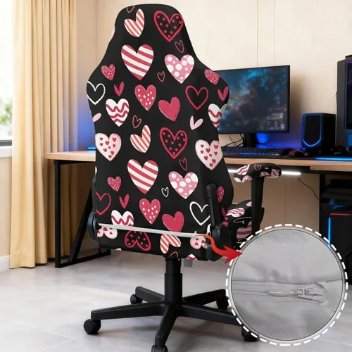 Vista 5 de Heart Gaming Chair Cover for Desk Chair Stretchy Armrest Covers Washable Ergonomic Office Seat Cover Dustproof Gaming Chairs Easy to Fit Home Office