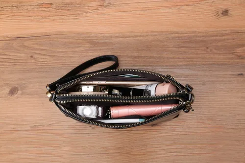 Vista 6 de Bolso bandolera pequeño de cuero para mujer, bolso de mano con asa superior