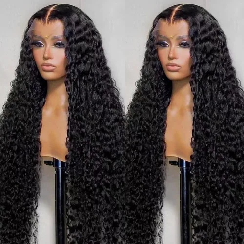 Vista 3 de Pelucas para mujeres negras, pelucas de encaje frontal de 13x6 Water Wave, pelucas sintéticas HD con encaje frontal, línea capilar natural